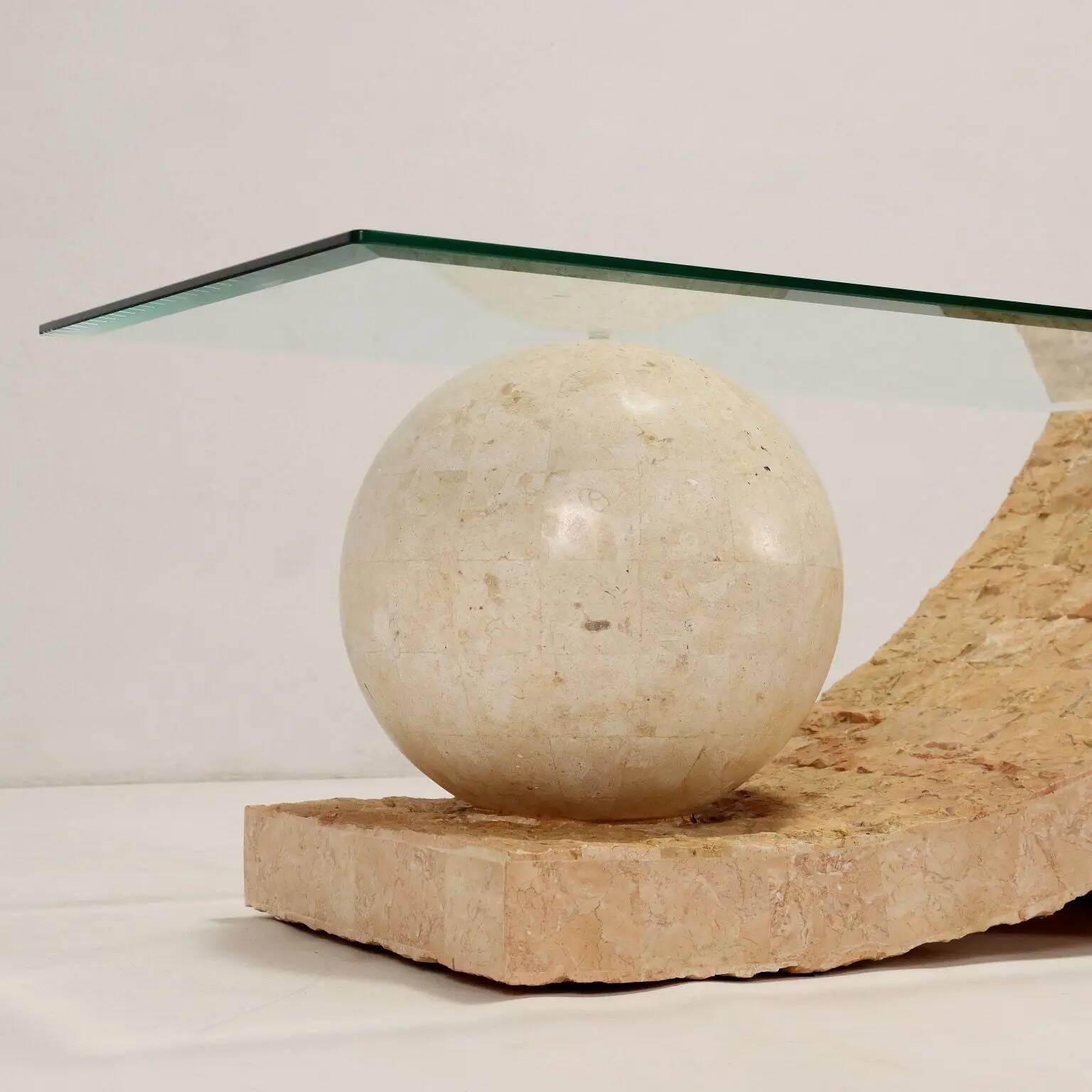 Vintage coffee table in glass and stone, Italy, 1980s.