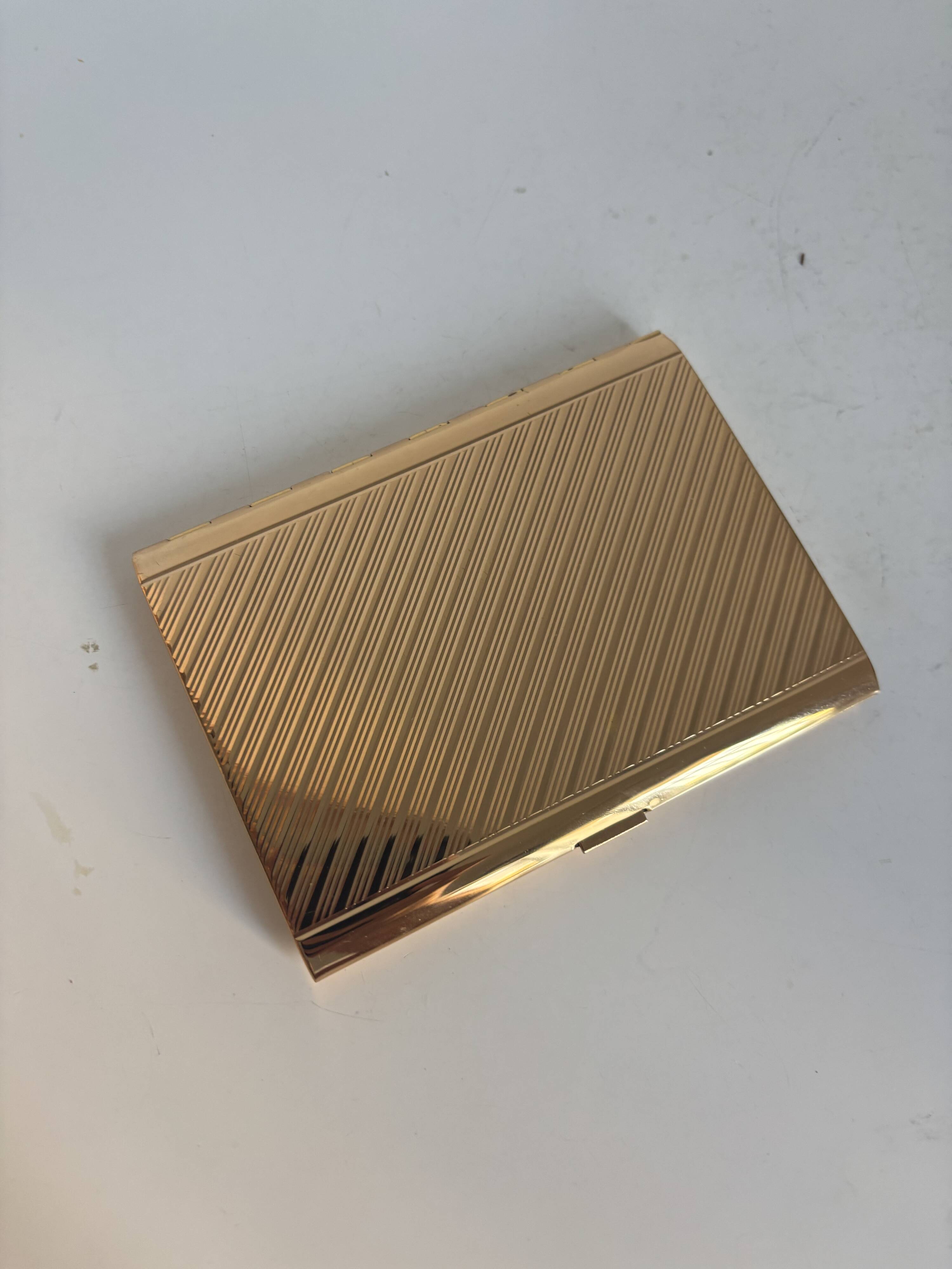 Vintage 1960s gold-plated cigarette case from France - 13 x 10 cm