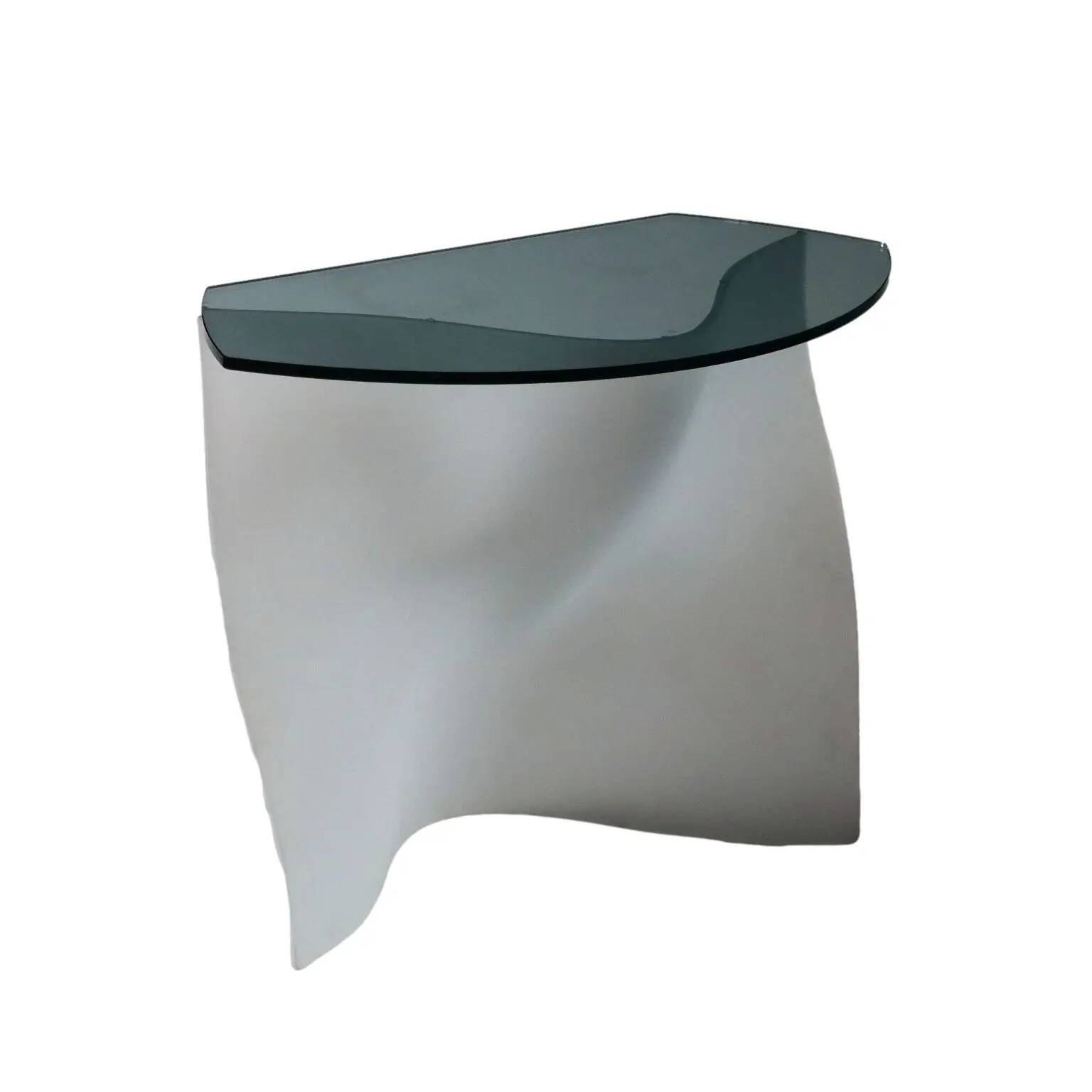 Vintage console in smoked glass and white design Italy 2000s