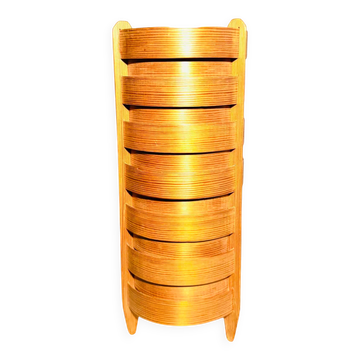 Cylindrical Pinewood Table Lamp In The Manner Of Hans-Agne Jakobsson, Sweden, Circa 1960S
