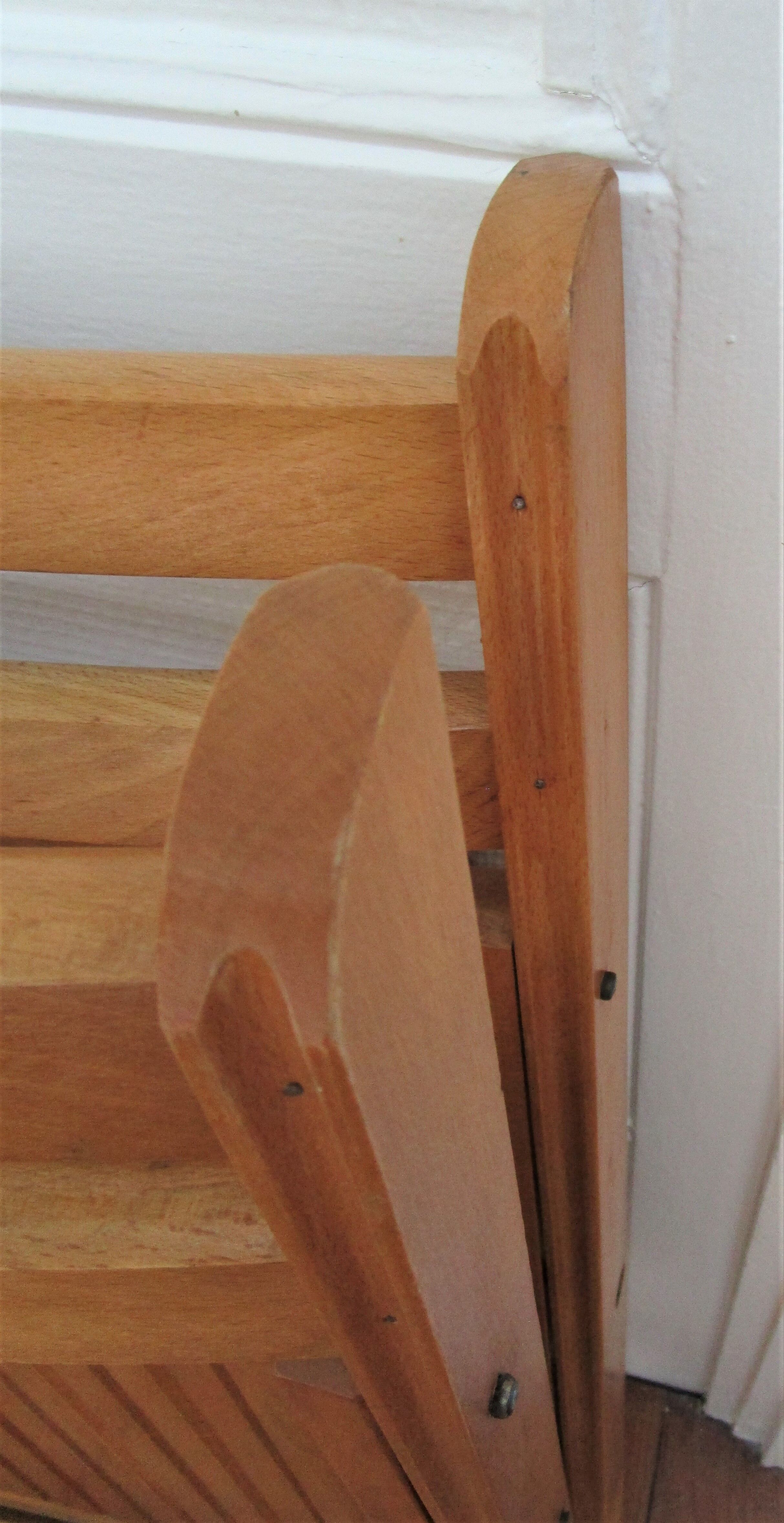 Pair of folding chairs with vintage solid wood slats