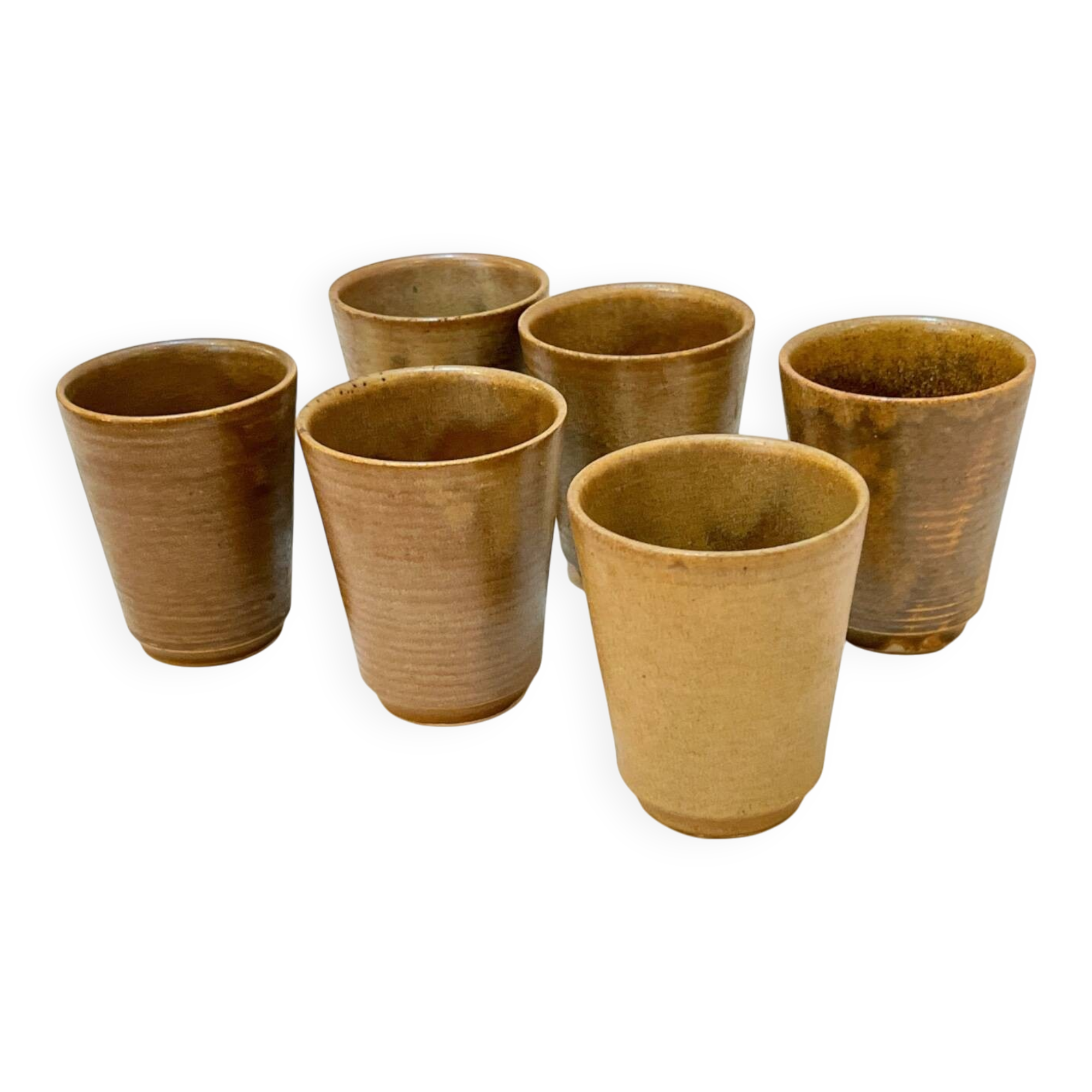 Set de 6 verre gobelets Digouin en grès beige marron