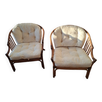 Pair of rattan armchairs