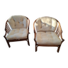 Pair of rattan armchairs