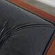 Canapé Art Déco 2,5 places avec boiseries et cuir de vachette bleu foncé