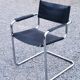 Fauteuil style MG5 tubes chromés assise et dossier cuir noir