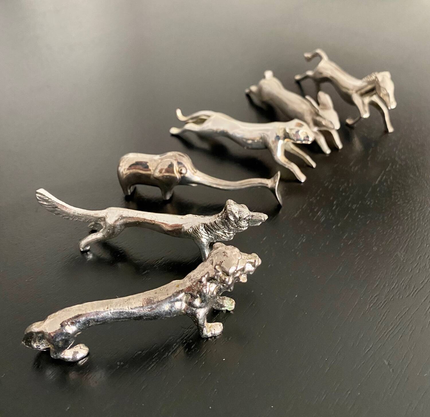 6 various animal-shaped metal knife holders