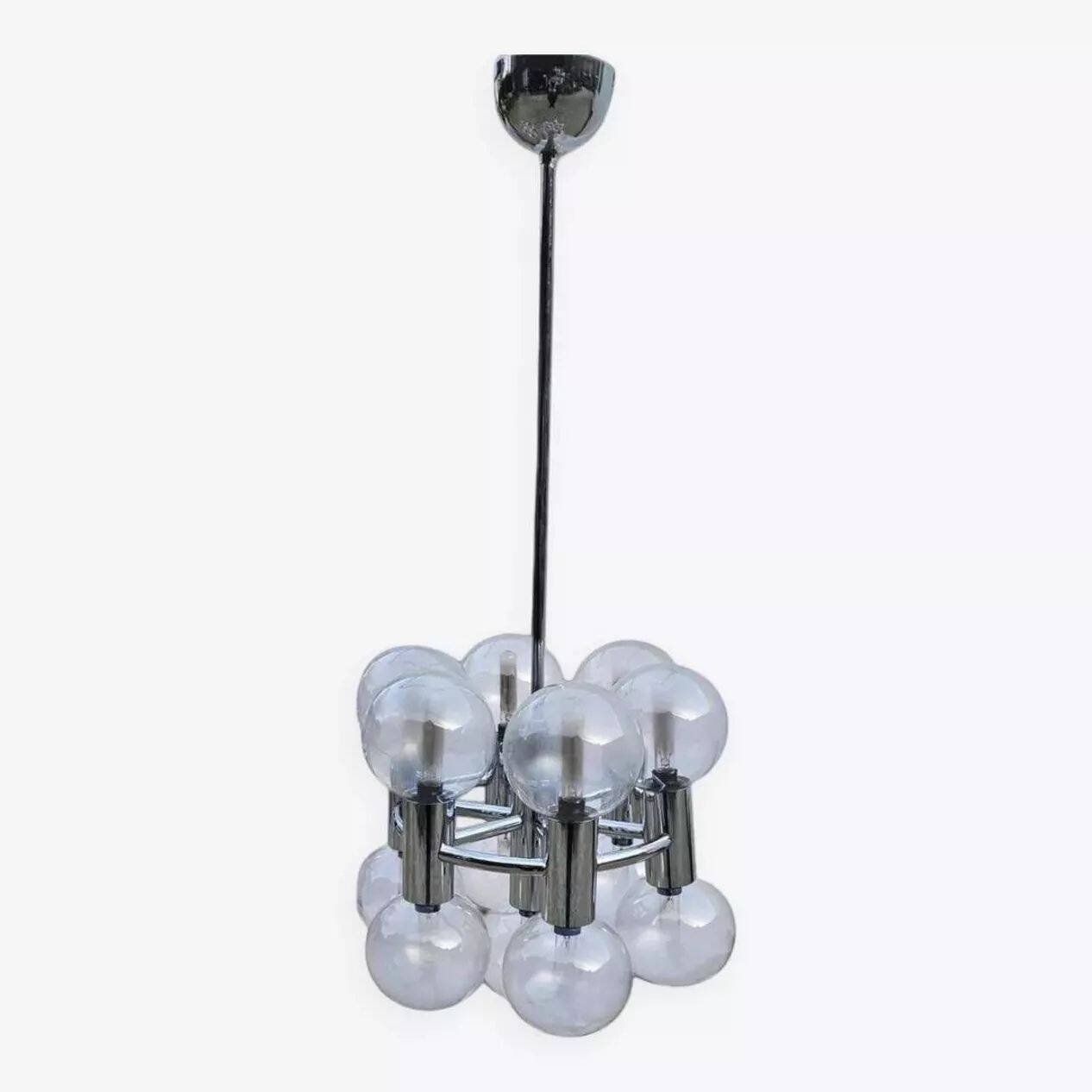 Pair of chrome chandeliers by Motoko Ishii for Staff.