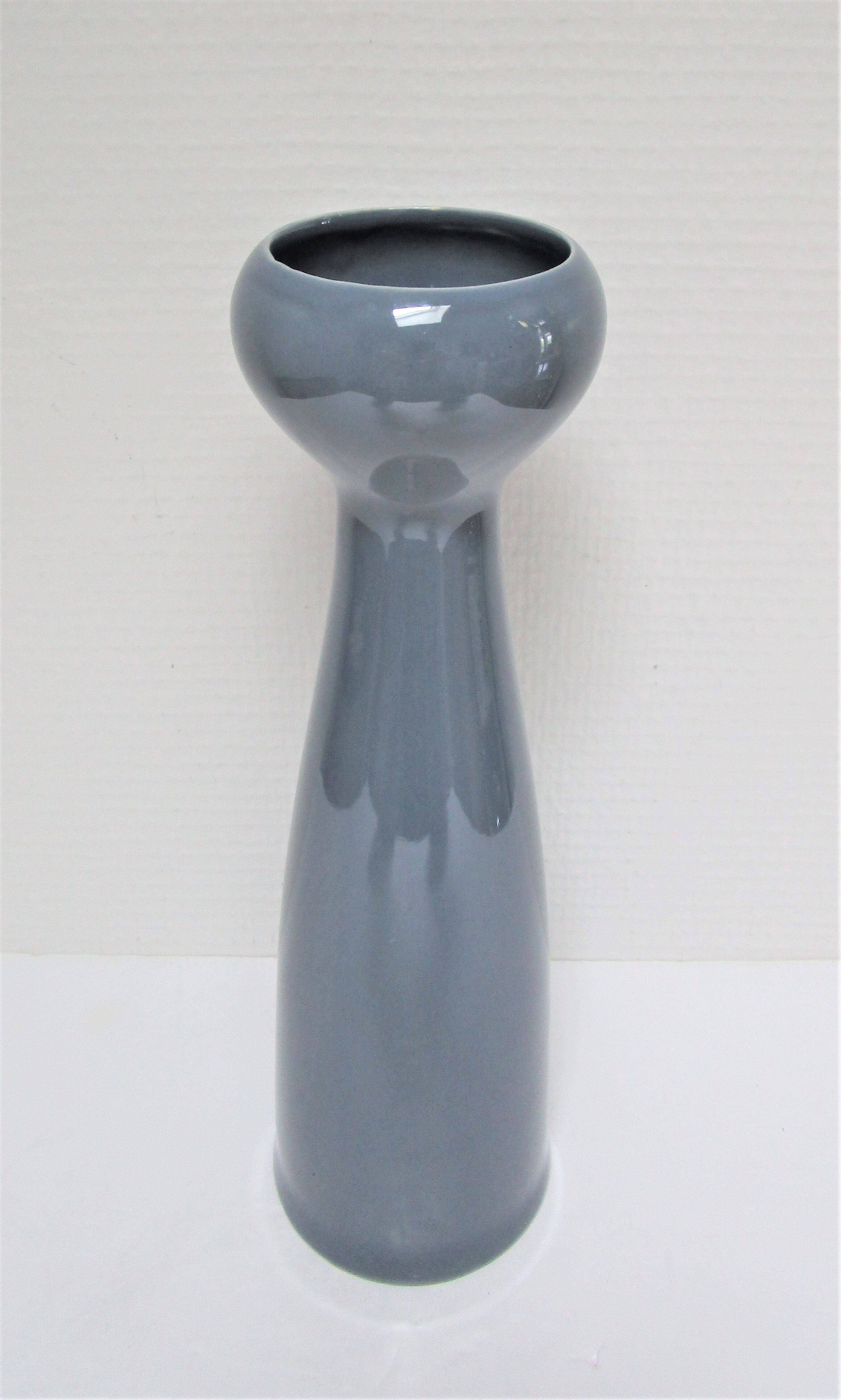 Blue blue grey glazed ceramic hyacinth vase design 70s - 80s