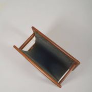 Danish magazine holder in teak and leather by Salin Møbler, 1970s