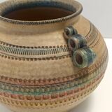 Modeled and Hand-Painted Earthenware Vase by Italica Ars, Florence, Italy