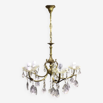 5-light chandelier in brass and tassels
