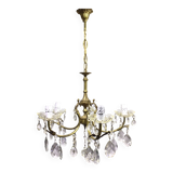 Lustre 5 lumières en laiton et pampilles