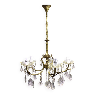 5-light chandelier in brass and tassels