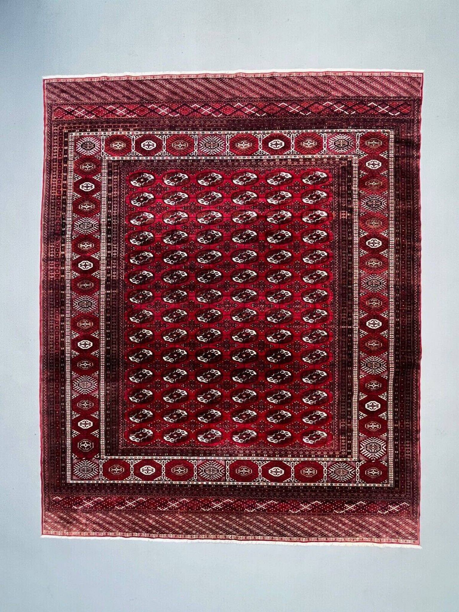 Antique Turkmen Tekke main carpet, 302x245 cm Turkoman Bokhara red black 2504