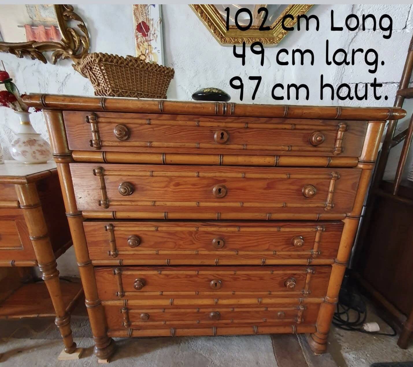 Early 20th-century commode in bamboo pitchin style.