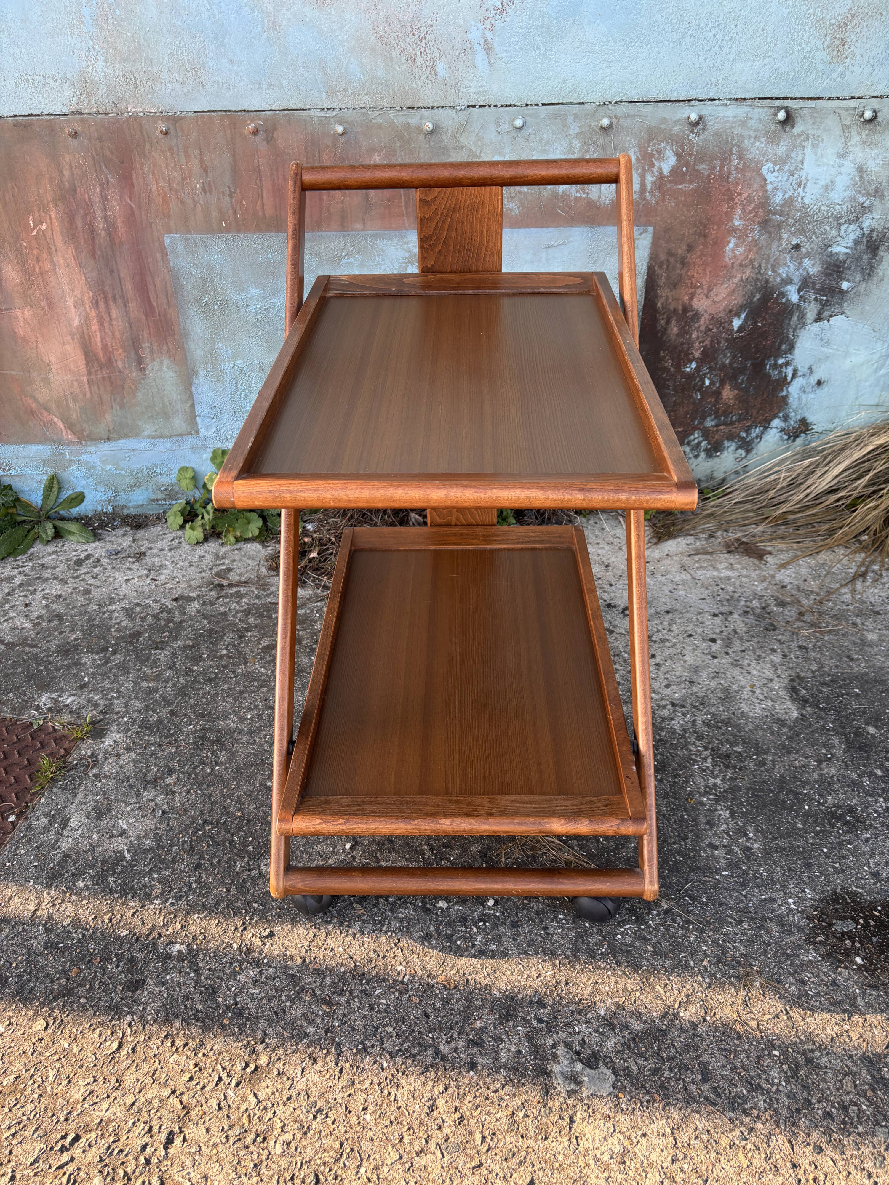 Folding rolling dessert trolley service table