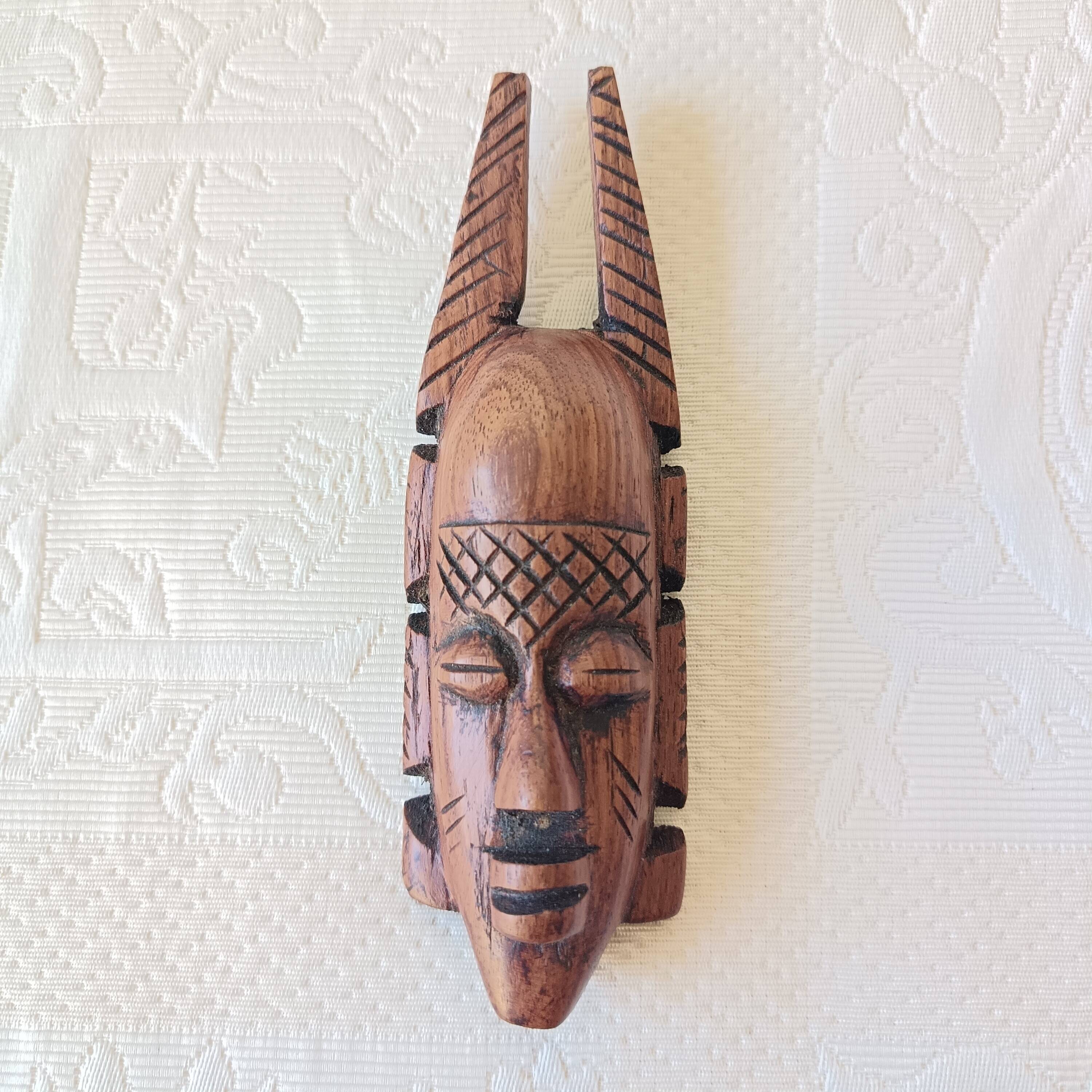 5 small African masks, tribal art, wood carving