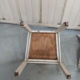 4 patinated white bistro chairs