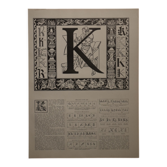 Lithograph on the letter K