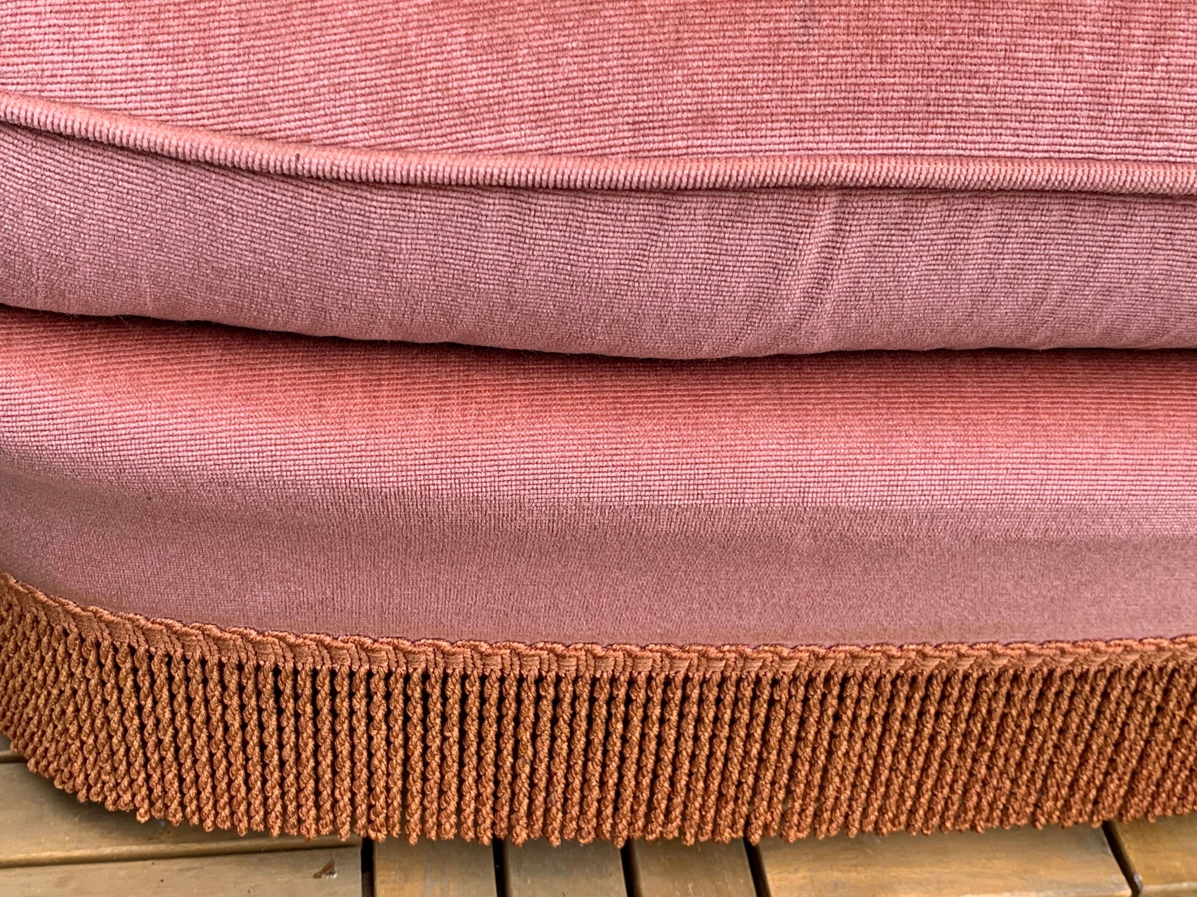 Pair of pink velvet toad armchairs, 1970s