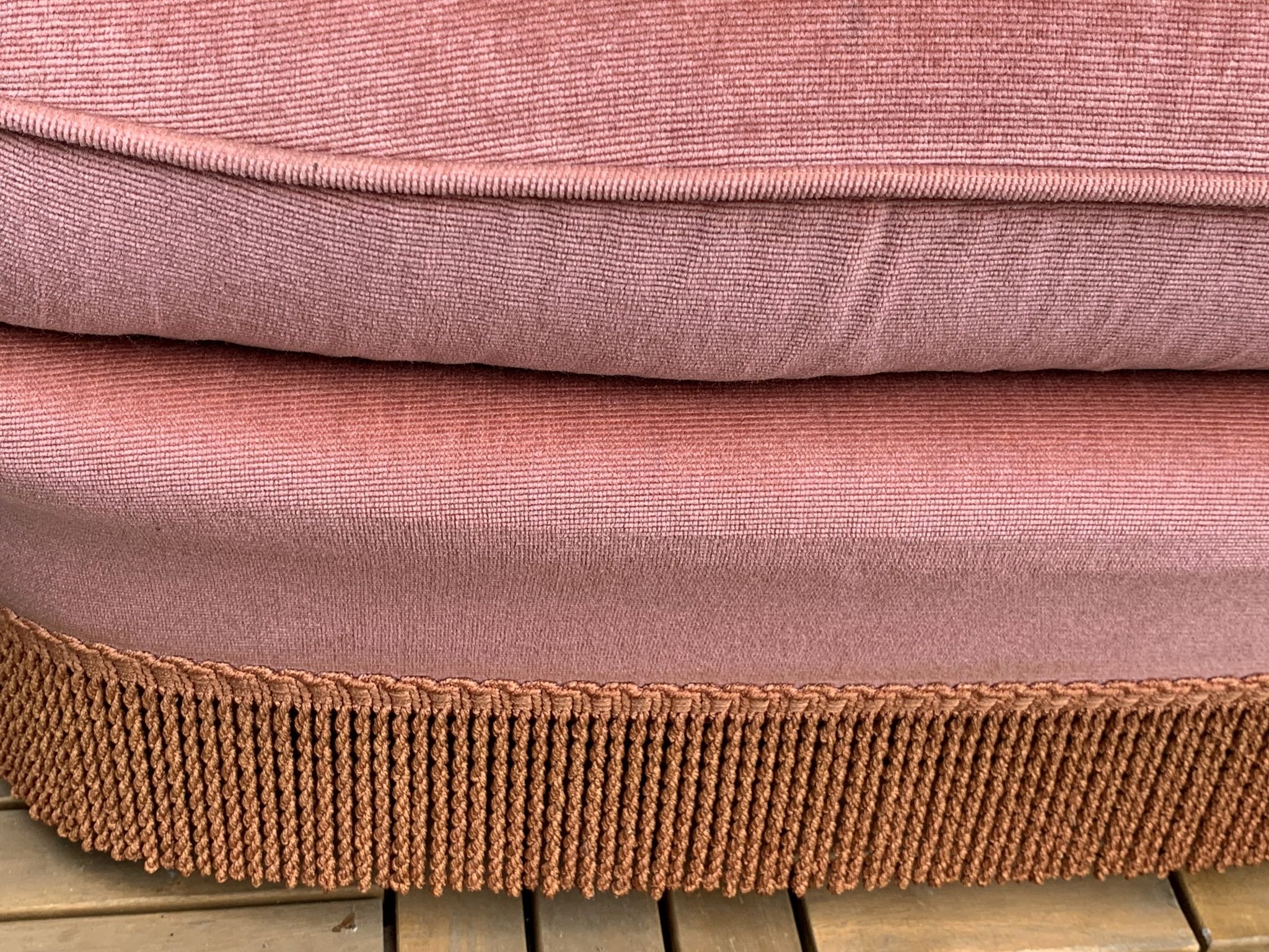 Pair of pink tufted velvet frog chairs 1970