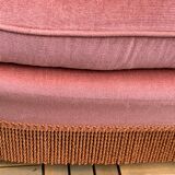 Pair of pink velvet toad armchairs, 1970s