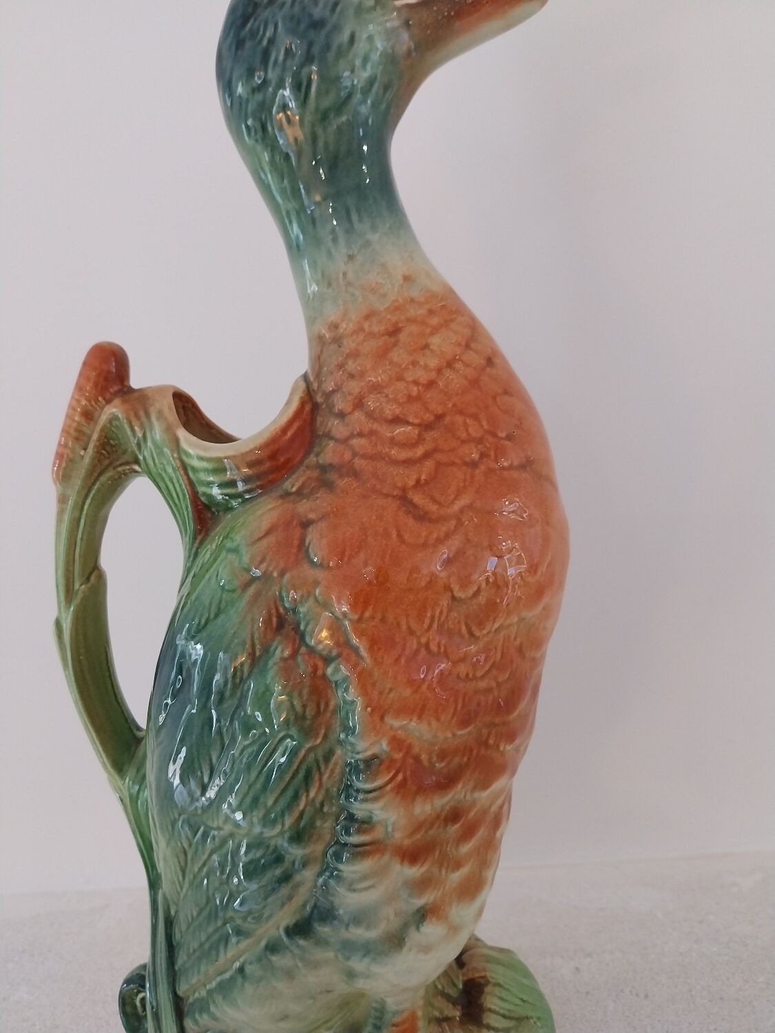 Barbotine earthenware pitcher, Saint-Clément factory