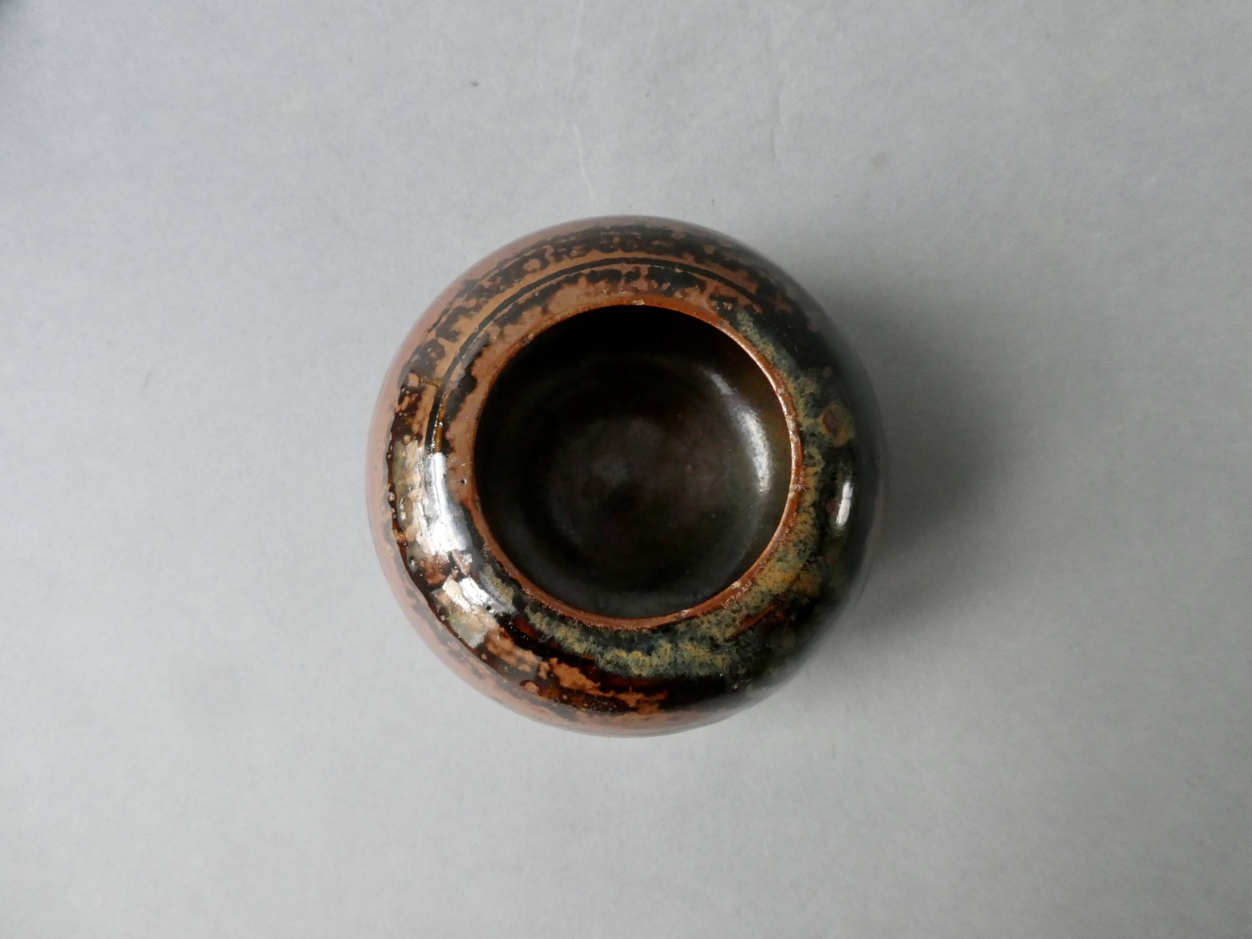 Sandstone ball vase signed Yves Remond