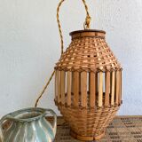 Pendant lamp, fabric cable 2 m, Asian bamboo, 1980