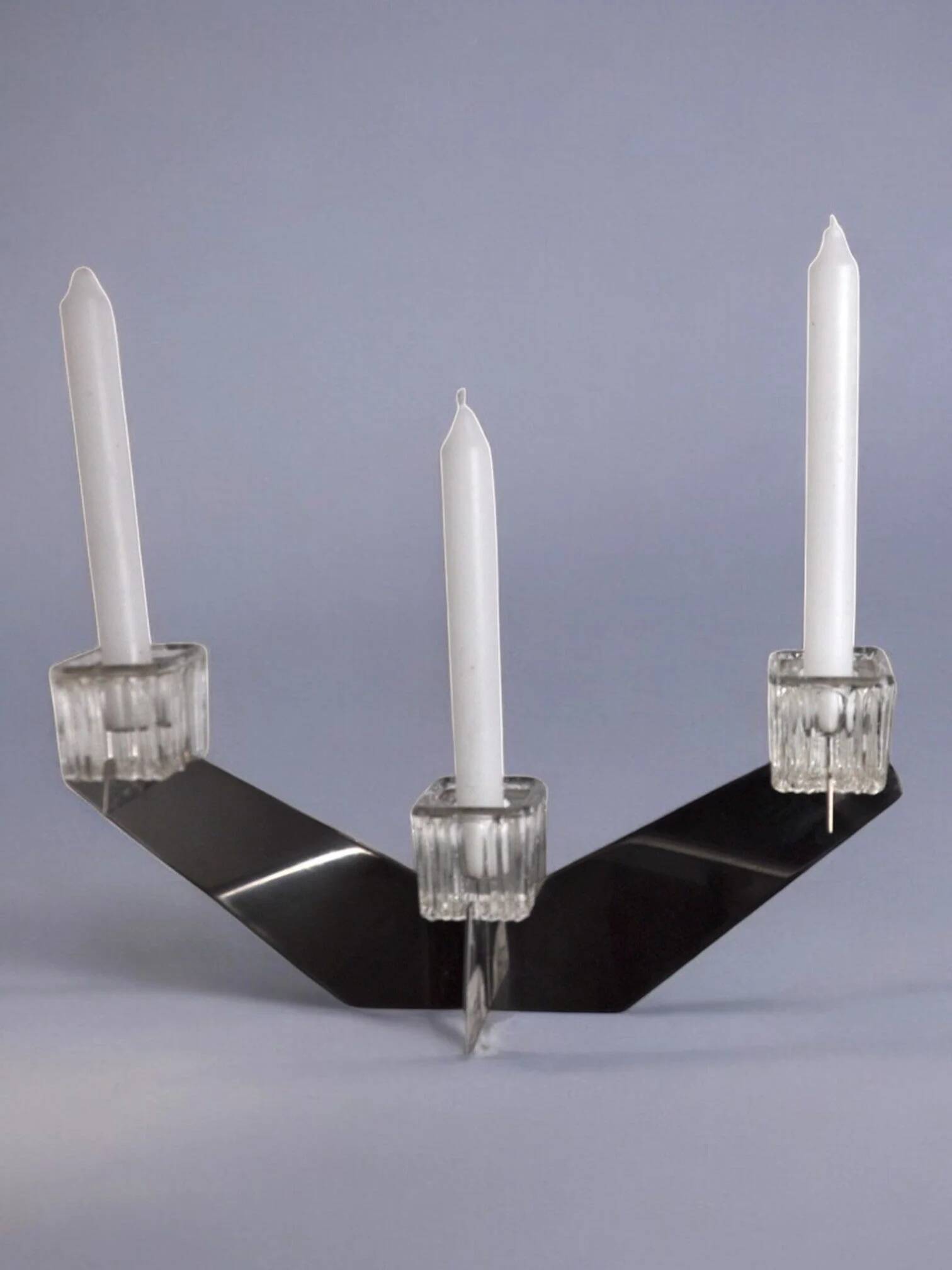 Peill & Putzler candelabra, glass and metal, Germany, 1970