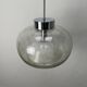 Suspension XL en verre à bulles rare et chrome par Doria Leuchten 1970