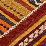 Tapis Kilim vintage long et large, orange et rouge, 5 x 13 cm, 149 x 402 cm, SK 33068