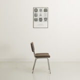 Office chair in chromed steel and grey fabric