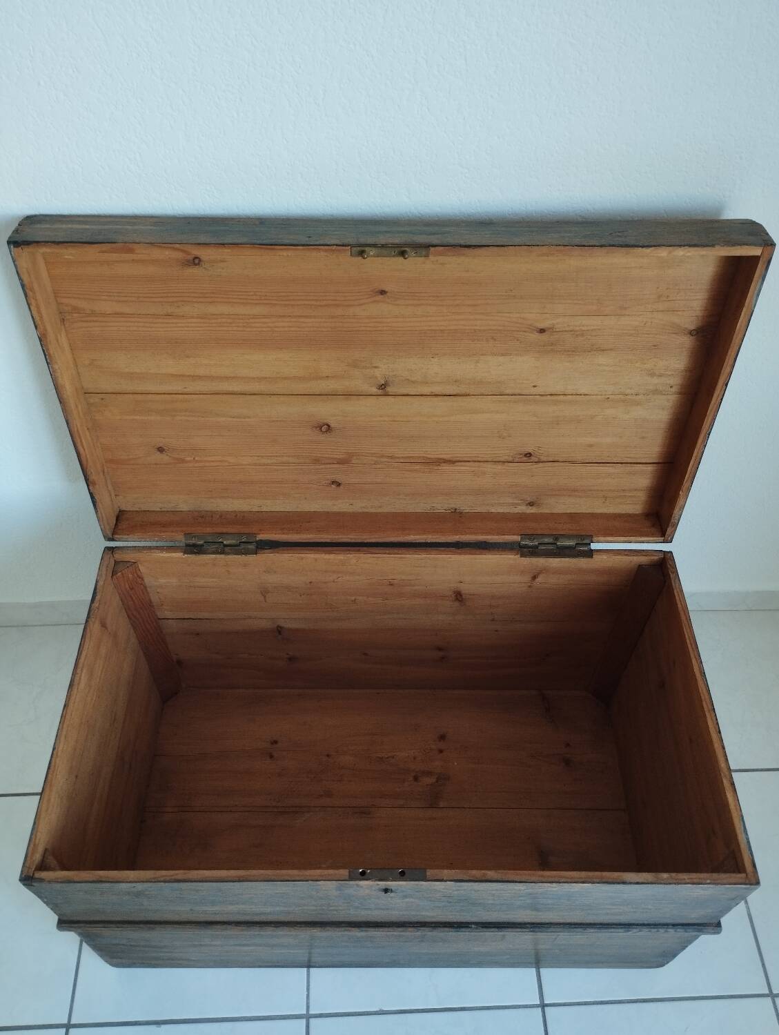 Old waxed wooden trunk 19th century