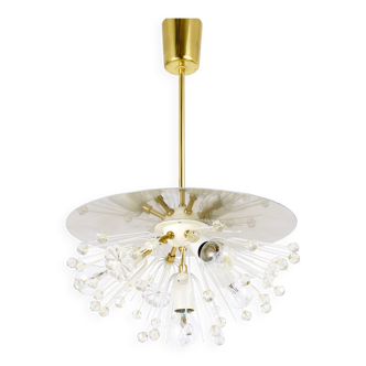 Emil Stejnar Blowball Pendant Light in Brass and Crystal, Rupert Nikoll, Austria, 1950s