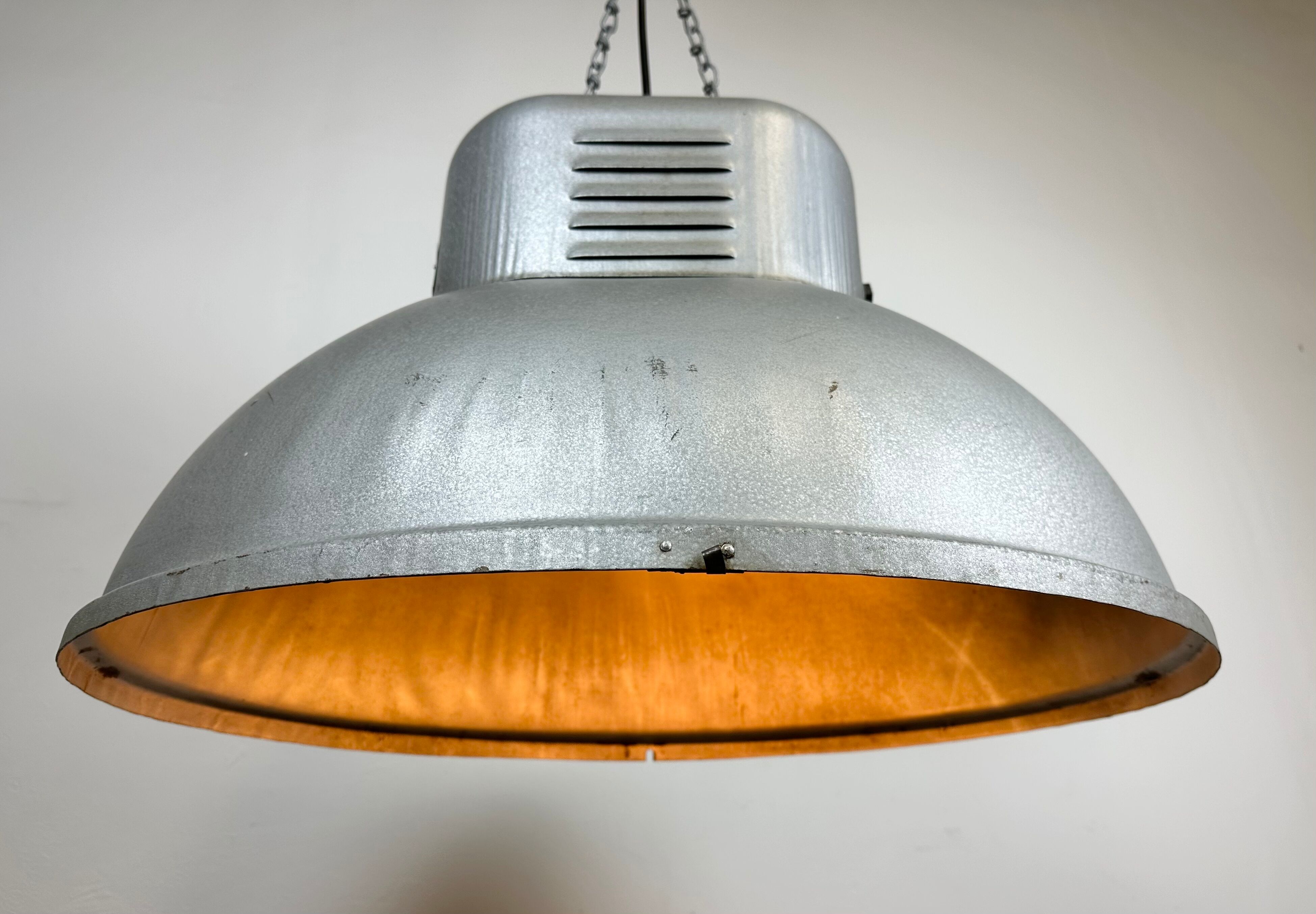 Large Oval Industrial Polish Factory Pendant Lamp from Predom Mesko, 1960s