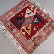 Vintage Turkish mini kilim 65x70 cm wool small Square kelim 2567