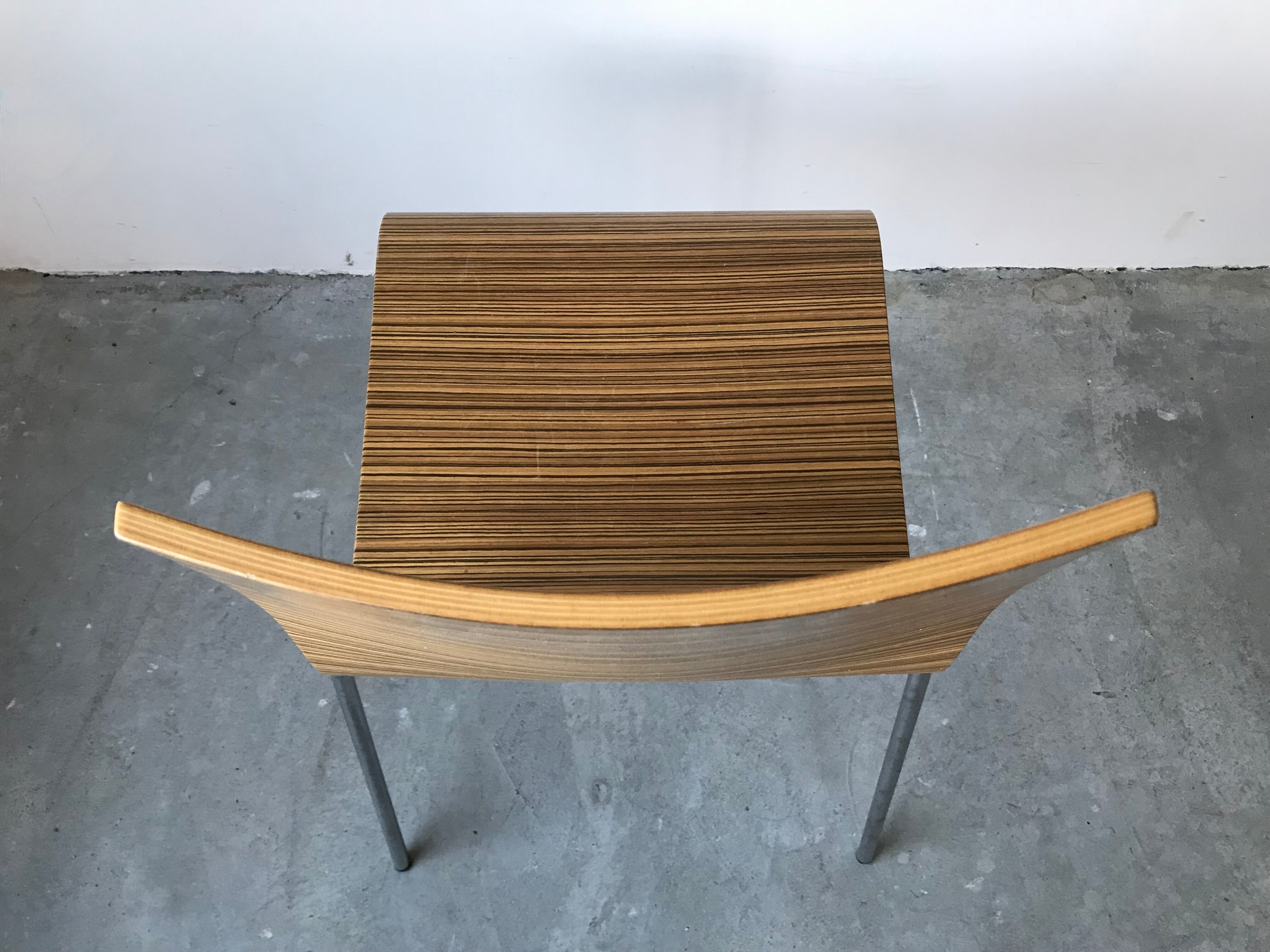 Suite of 4 zebra wooden chairs