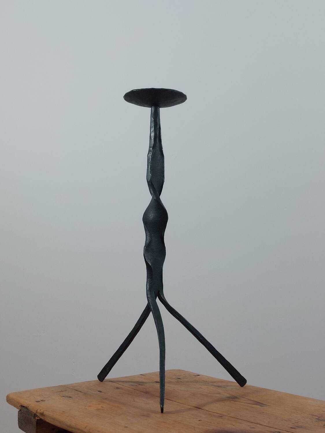 Vintage Mid Century brutalist handforged candleholder