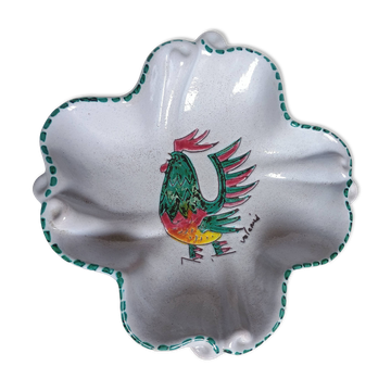 Vallauris - Stylised polychrome rooster cut - Stoneware - Quadrilobed dish