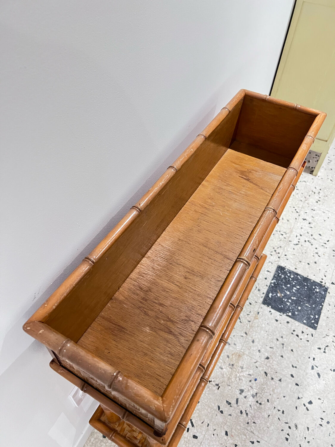 Vintage rattan planter