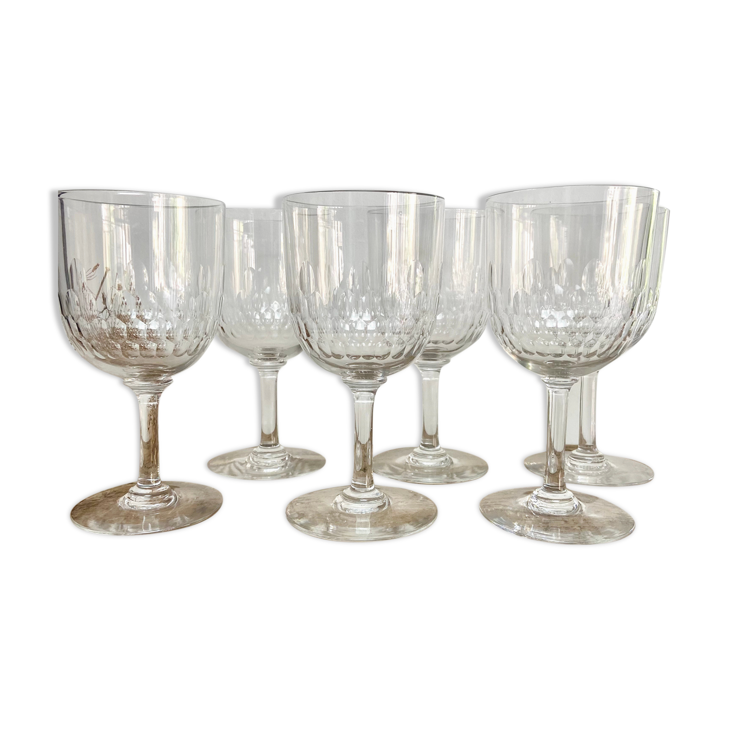6 vintage cut crystal glasses