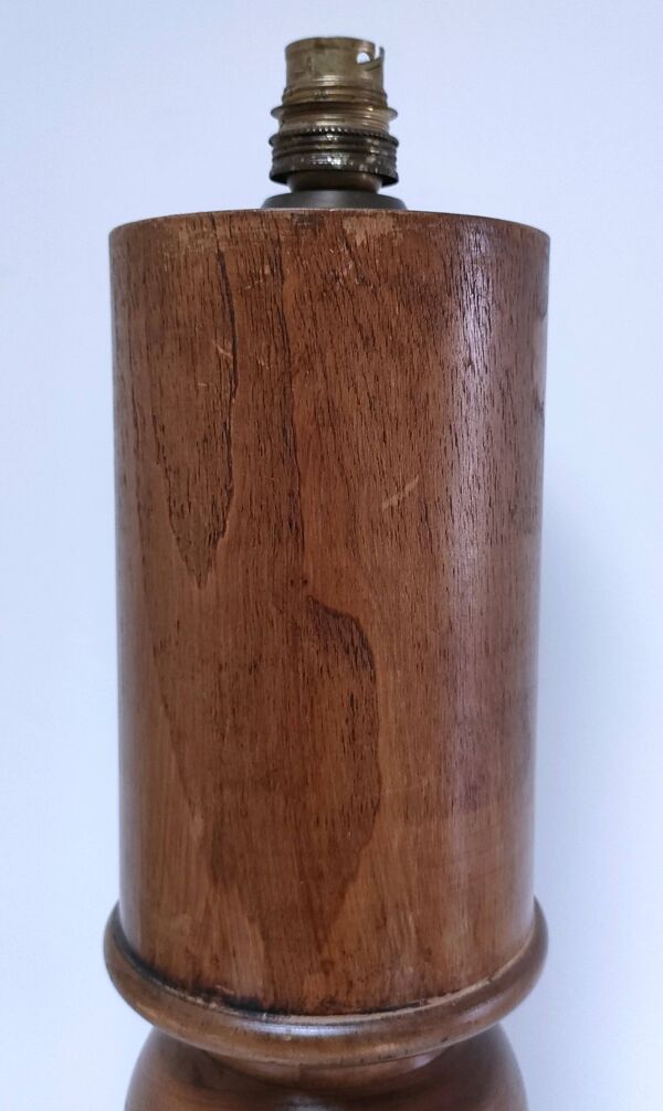 Pied de lampe chêne massif vintage estampillé H.44 cm