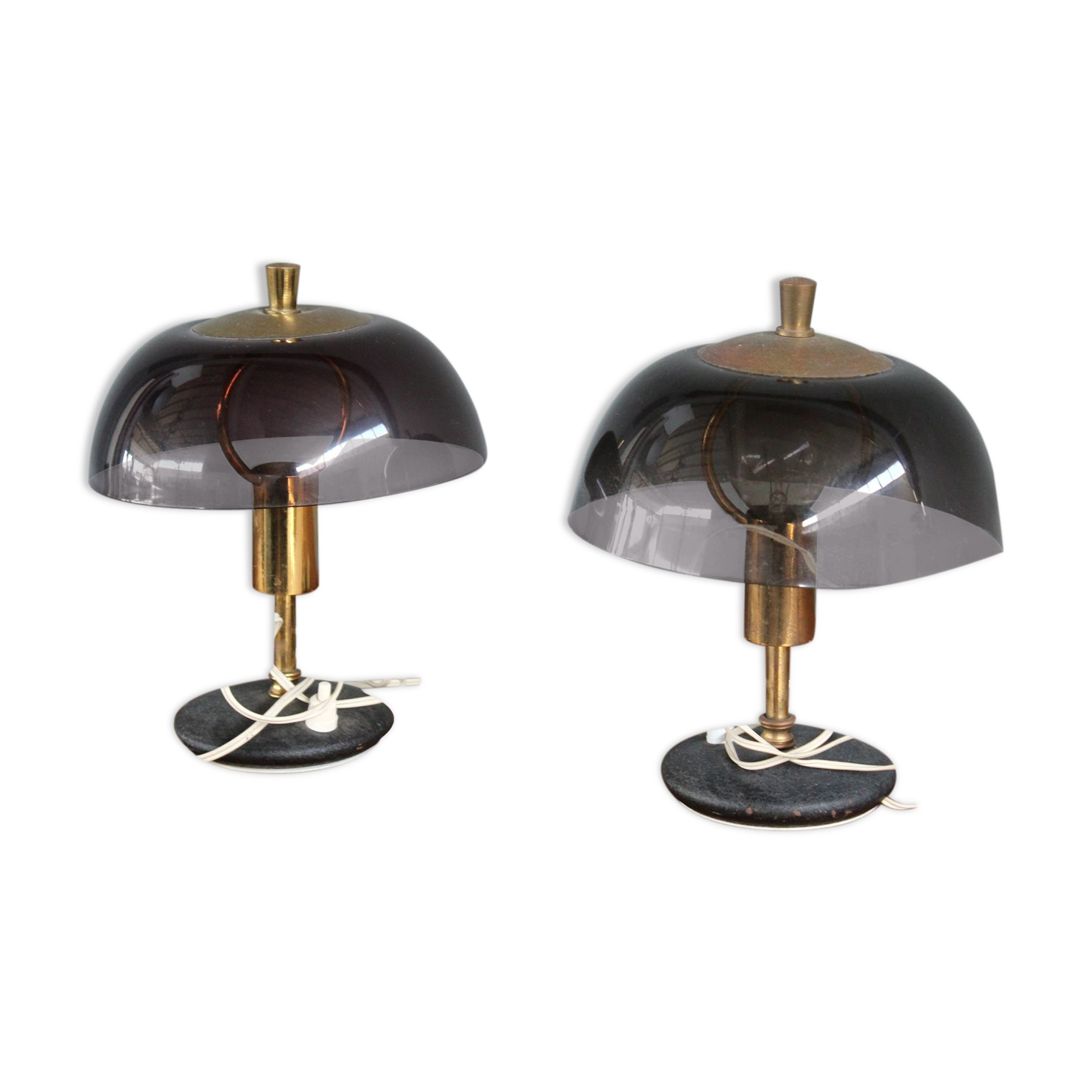 Mmid-century desk lamps in Plexiglas and brass Italy 1960s