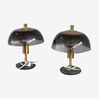 Mmid-century desk lamps in Plexiglas and brass Italy 1960s