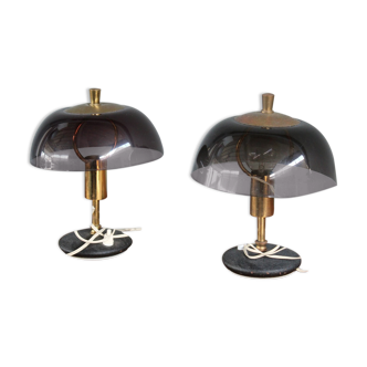 Lampes de bureau Mmid-century en plexiglas et laiton Italie 1960s