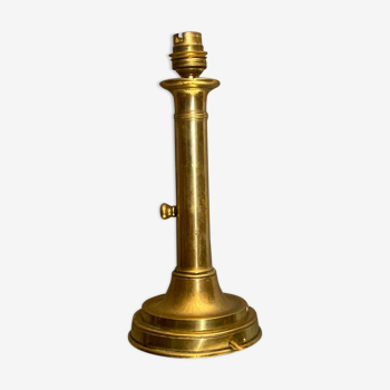 Push candle holder mounted in brass bronze lamp nineteenth period napoleon iii