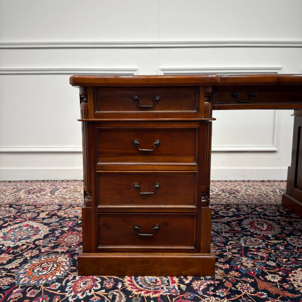 Classic English Desk Partnerdesk Black Leather