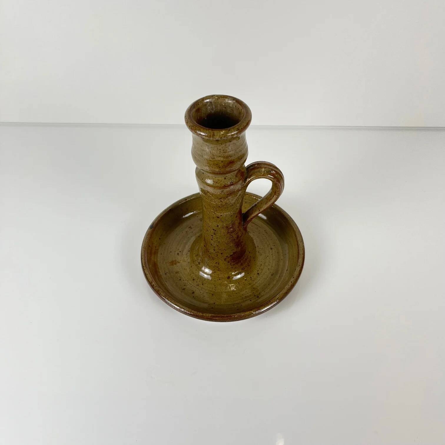 Stoneware hand candlestick